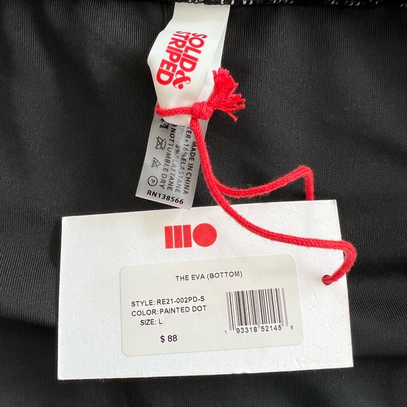 NWT SOLID & STRIPED The Eva Bikini Bottom In Black & White Painted Dot - Picture 7 of 7